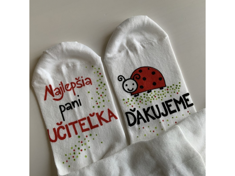 Maľované ponožky pre najlepšiu pani učiteľku lienok ❤️
