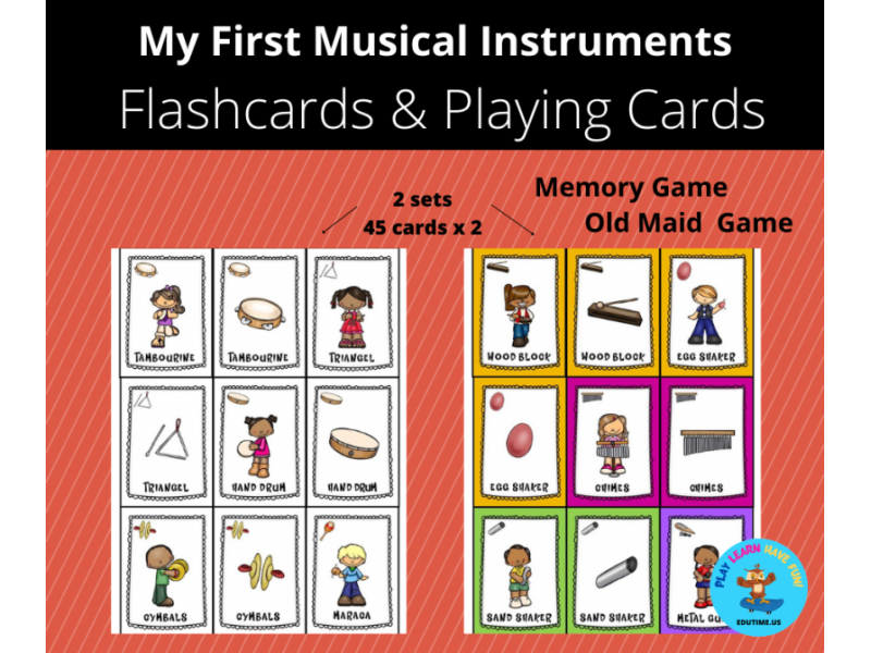 My First Musical Instruments - Flashcards, Playing Cards