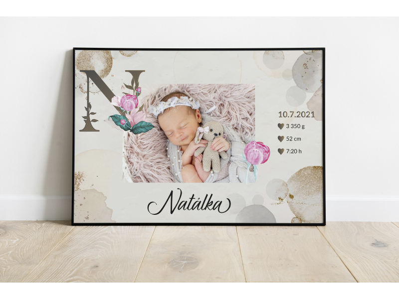 Narodenie babätka - Personalizovaný obraz s fotkou vášho bábätka