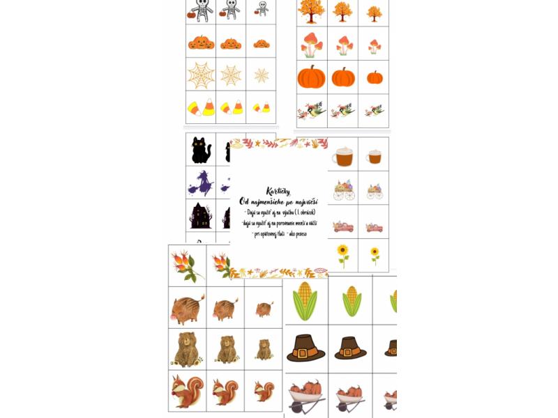 PDF súbor- Jesenné hry - pexeso, postrehovka, tieňohra, karty od najmenšieho po najväčší