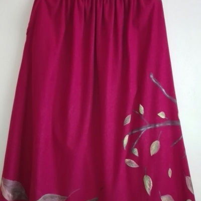 Dvojdielová dlhá sukňa maľovaná jesenná