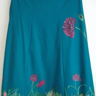 Šesťdielová sukňa maľovaná na jeseň
