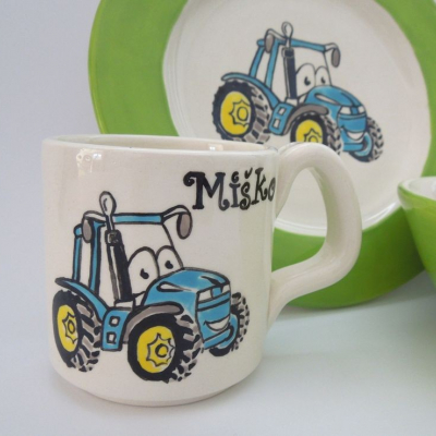 Hrnček, miska a tanier - traktor