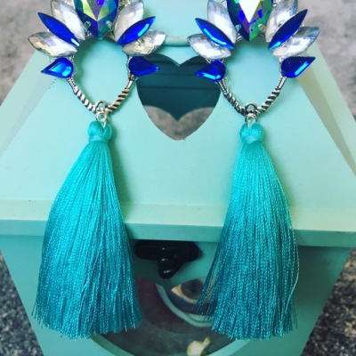 Strapcové náušnice - Turquoise tassels