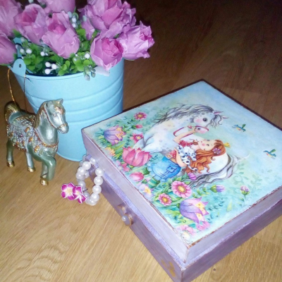 Dievčenská šperkovnica fialová - Princezná s bielym koníkom