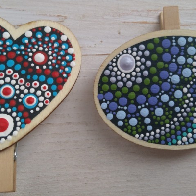 Drevená dekorácia so štipcom - srdce
