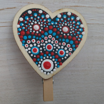 Drevená dekorácia so štipcom - srdce