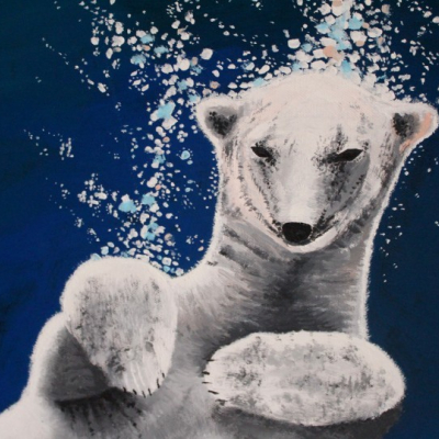 Ľadový kúpeľ ľadového medveďa