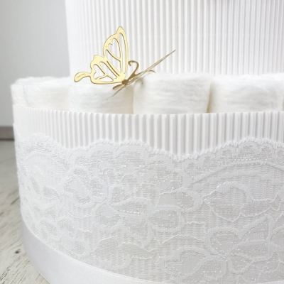 Plienková torta motýľkovo biela / zlatá