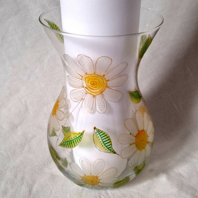 sklenená váza Rozkvitnutá s margarétkami