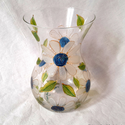 sklenená váza Rozkvitnutá s margarétkami 2