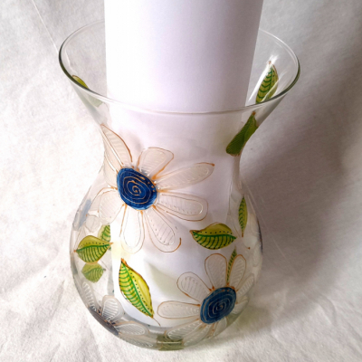 sklenená váza Rozkvitnutá s margarétkami 2
