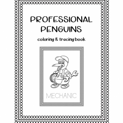 Professional Penguins - tracing & coloring book