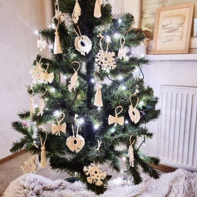 Vianočné macrame ozdoby na stromček - sada