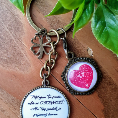 Valentínska kľúčenka (jednostranná, bronzová) + malý medailón