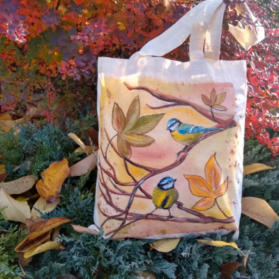 Maľovaná taška s vtáčikmi