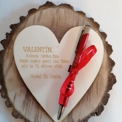 Valentin _srdce s gravírovaným perom z lásky typ 2
