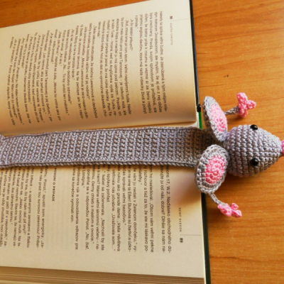 Myška - háčkovaná záložka do knihy