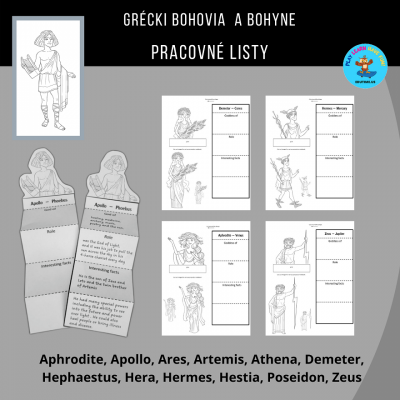 Grécki bohovia a bohyne - pracovné listy