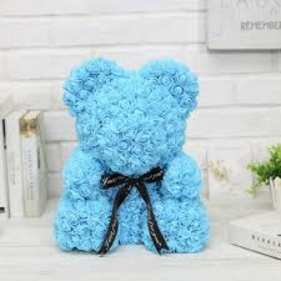 40cm Všetko modrý Medvedík z ružiček darčekovo zabalený s vôňou čučoriedok 