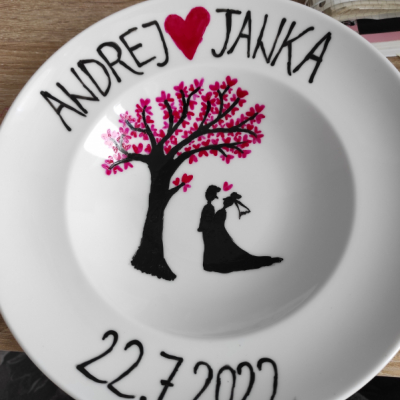 Svadobný tanier pre novomanželov alebo na výročie 