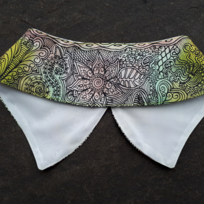 Zentanglový- hodvábny maľovaný golierik