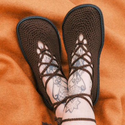 Háčkované barfoot sandále Zaježky
