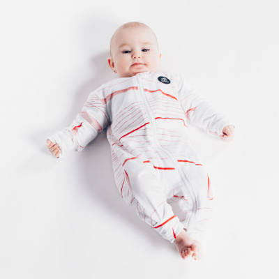 Detský overal - Bielo-červený (Udržateľný bukový úplet)