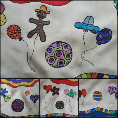 Veselí klauni-detská hodvábna maľovaná šatka
