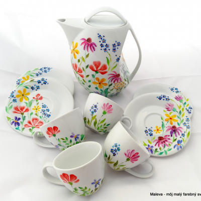 čajová/kávová súprava Na rozkvitnutej lúke s echinaceou