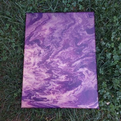 Abstraktný obraz - fialová s medenou