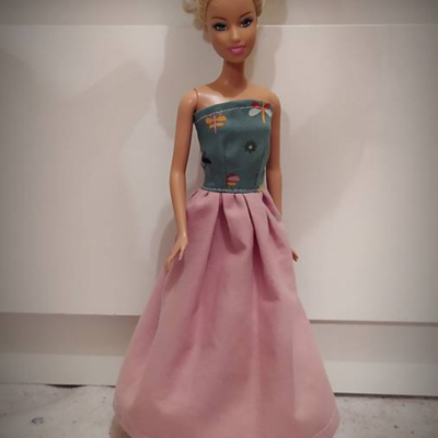 Dvojfarebné dlhé šaty s vážkami  pre Barbie