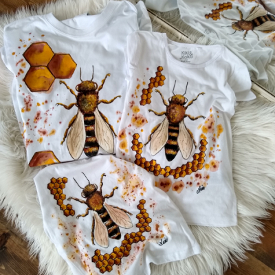 Maľované tričko plásty a včela