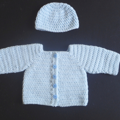 Háčkovaný sveter a čiapka pre bábätko / dieťa