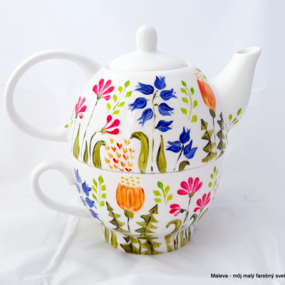 porcelánový čajník pre jedného (2v1) Rozkvitnutá lúka