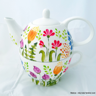 porcelánový čajník pre jedného (2v1) Rozkvitnutá lúka