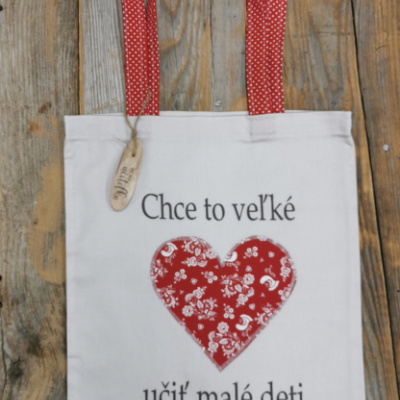 Darček pre pani učiteľku - taška - červený folklór 