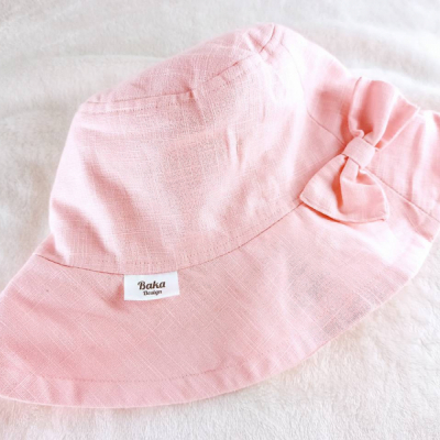 Ľanový klobúk Ružový