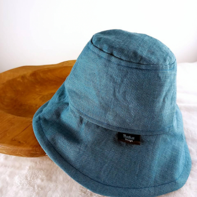 Ľanový klobúk Modrý