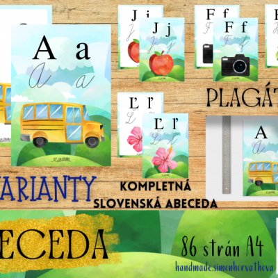 Abeceda - Kompletná Slovenská Abeceda, plagáty A4, písané písmo, výzdoba triedy (Súbor PDF)