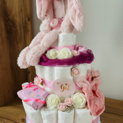 Plienková torta ružový zajac