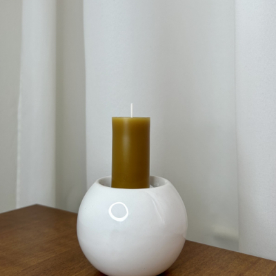 Dekoračná sviečka z včelieho vosku - valec S v natural žltej farbe