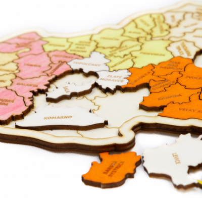 Drevené puzzle - Mapa okresov Slovenska