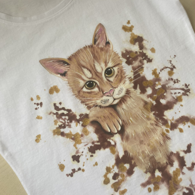 Maľované tričko- mačka