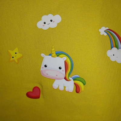 Hrubšia bavlnená nákupná taška s dlhými ušami (Žltá - Jednorožec cute )