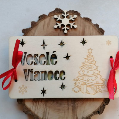 Vianočné drevené obálky na finančny dar  _stromček 