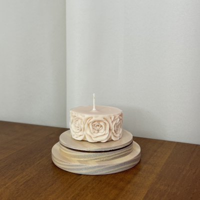Svadobná sviečka - kruh ruža zo sójového vosku