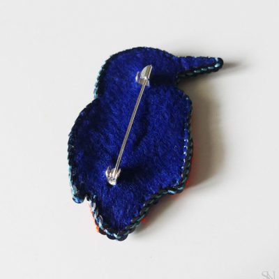 Handmade šitá korálková brošňa rybárik