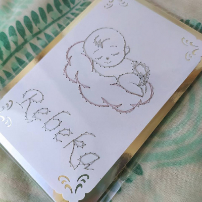 Magic card - bábätko v oblakoch s menom